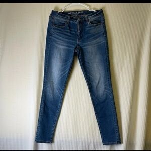 American Eagle Outfitters Dark Blue Skinny Jeans Super Stretch X Size 8